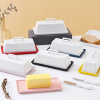 Hotsales Récipients rectangulaires en céramique récipient de conservation de la crème au fromage français plat à beurre de vache
