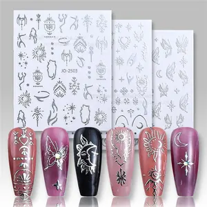 Silver hot stamping foil Butterfly Star Sun Pegasus adhesive DIY Nail Art Sticker Decals for Girls DIY Manicure Art