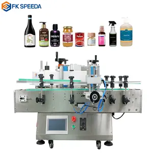 FK-605 automatic desktop plastic round bottle labeling applicator machine price for beer bottle mineral water bottles