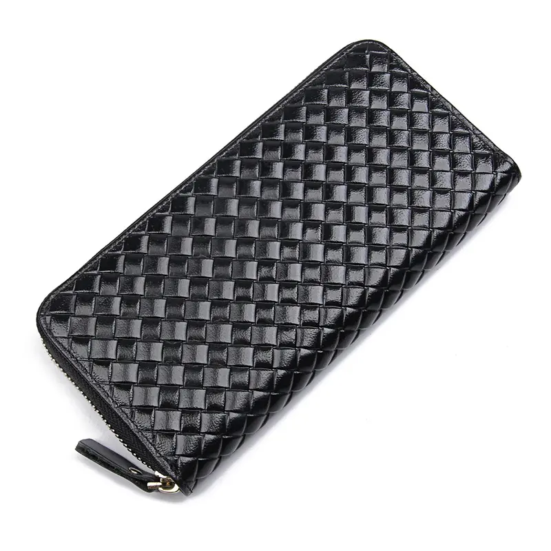 Fashion Larger Capacity 100% Real Genuine Leather Wallet for Men Long Purse Male Clutch Bag 8067 Zipper Waterproof Polyester JMD