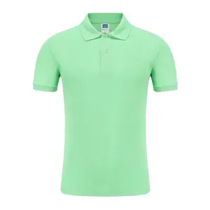 Schlussverkauf Herren Polo-Hemd Kurzarm Golf Polo OEM-Logo 100% Polyester grüne Farbe Polo-T-Shirt