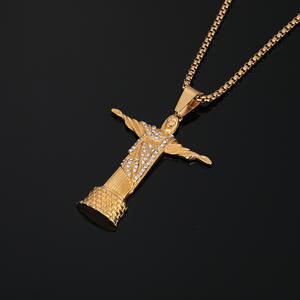 Hip Hop Rio Christ <b>Statue</b> Jesus Religion Non Tarnish Cubic Zirconia Non Tarnish Waterproof Stainless Steel Jewelry Pendants Male - Product Image 5