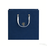 Sacs shopping en papier bleu marine de luxe, avec logo personnalisé, taille et couleur au choix, en carton épais, pour emballages cadeaux, bijouterie, boutique de vêtements.