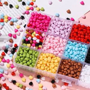 Acrylic Heart Shaped <b>Beads</b> Solid Color Perforated For Bracelet Making DIY Jewelry Accessories - Product Image 4