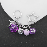 Porte-clés dés Y2K avec breloque étoile et croix, pendentif polyédrique D20 D6 pour sac, porte-clés dés noir 8 Ball pour femme