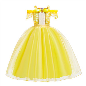 Costumi di Lusso da Principessa Classica per Bambine, Abiti per Halloween e Natale, Vestito Giallo a Strati - Product Image 5