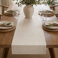 Chemin de table en lin lavé vert olive, bordure festonnée faite main, élégant, taille personnalisée, broderie, motif uni, écologique