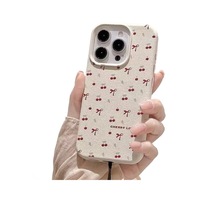 Coque de Téléphone Cerise pour iPhone 11 Coque iPhone 15 13 12 16 14 Pro Max 14 15 16 17 Plus Anti-Choc Souple Mignonne Cœur Nœud Housse