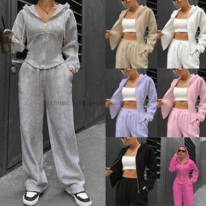 Women's Hooded <b>Cardigan</b> and Pants Casual Sportswear 2-Piece Set Fashion - Product Image 2