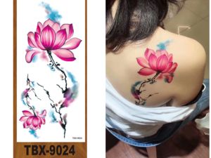 Autocollants de <span class=keywords><strong>tatouage</strong></span> temporaire pour femmes, imperméables, non toxiques, écologiques, 3D, fleurs de rose et de pivoine, dure 5 à 7 jours - Product Image 5