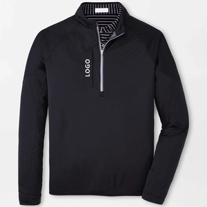 Personalizado 95% Poliéster 5% Spandex Quarter Zip Pullover Transpirable Rendimiento French Terry Golf Pullover Color sólido Patrón de impresión - Product Image 2