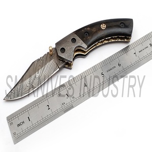 Cuchillo de Bolsillo Plegable de Acero de Damasco de Grado Industrial Hecho a Mano con Garantía de 3 Años (smk1168) - Product Image 4