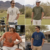 T-shirt de golf personnalisé pour homme en coton épais avec motif, col rond, OEM ODM