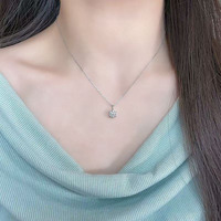 Collier pendentif en platine Pt950 avec diamant de laboratoire pour femme, solitaire, étincelant, minimaliste, délicat, chaîne de mode, bijoux fins