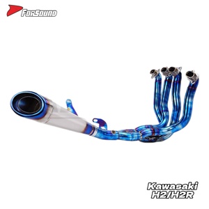 Système d'échappement complet pour moto Kawasaki H2 <span class=keywords><strong>H2R</strong></span> H2SX, <span class=keywords><strong>prix</strong></span> de gros usine Forsound, en titane coloré effet flamme, tuyau de course - Product Image 2