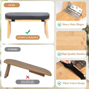 Cómodo taburete portátil plegable ergonómico <span class=keywords><strong>de</strong></span> bambú para arrodillarse, <span class=keywords><strong>Banco</strong></span> <span class=keywords><strong>de</strong></span> oración acolchado para sentarse en el suelo con cojín - Product Image 4