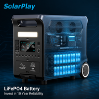 Solarplay Venta al por Mayor de Generador Solar Portátil de 3840 Wh y 3600 W, Estación de Energía Portátil, UPS de Millisegundos, Enrutador, TV, Energía de Respaldo