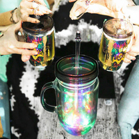 Werbeartikel: Transparenter LED-Bierkrug mit Deckel und Strohhalm für Halloween, Thanksgiving und Weihnachten