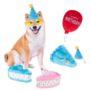 Mutlu doğum günü interaktif hediye Donut gıcırtılı oyuncaklar köpek doğum günü peluş Donut kek kemik sütlü çay - Product Image 2