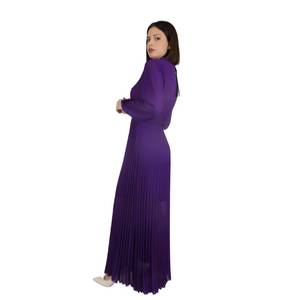 Robe longue plissée pour femme, robe maxi de style chemise, couleur violette - Product Image 2