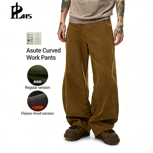 Pantalones Cargo Curvos de Algodón para Hombre, Estilo Retro Americano, Corte Holgado, Teñido en Acción, Personalizados, de Felpa Francesa Pesada, Tipo Baggy - Product Image 5