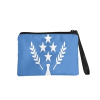 Dompet Koin Mini Modis Kanvas Cetak Bendera Kosrae Dompet Ritsleting Portabel dengan Warna Campuran untuk Kartu Koin Barang Kecil