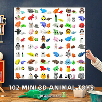 Lot de 36 mini figurines d'animaux imprimées en 3D, jouets articulés flexibles anti-stress, décorations de bureau mignonnes, cadeaux de fête, en ABS