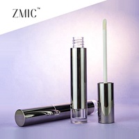 Tubes de gloss à lèvres de 5 ml, tubes de gloss à lèvres en métal noir, étiquette personnalisée imprimée, tube d'emballage de gloss à lèvres rond en satin