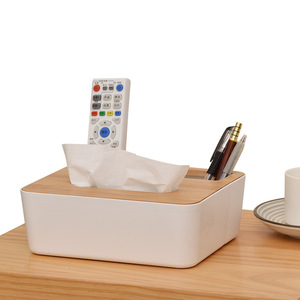 Boîte à mouchoirs créative pour bureau avec couvercle en bambou, pour la maison, la voiture, la salle de bain, en matériau PP - Product Image 3