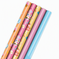Rouleaux de papier cadeau en gros, colorés sur le thème des desserts et de couleur unie, pour les faveurs de fête d'anniversaire