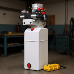 Bloc d'alimentation hydraulique 8L 12V DC avec réservoir en plastique et solénoïde à double action, modèle D0100HAYTHG - Product Image 2