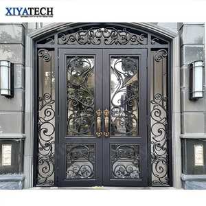 Puerta de Entrada de Hierro Forjado con Frente de Vidrio XIYATECH - Puerta de Seguridad Exterior Moderna y Anti-Robo Personalizable con Colores y Tamaños a Medida - Product Image 1