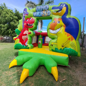 Castello Gonfiabile Verde a Tema Giungla, <span class=keywords><strong>Casa</strong></span> Rimbalzante Gonfiabile con Animali dello Zoo, Castello Gonfiabile a Tema Dinosauri in <span class=keywords><strong>Vendita</strong></span> - Product Image 3