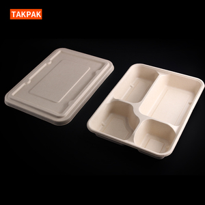 Một thời gian dùng một lần Bento phục vụ ăn trưa bã mía bột giấy hộp Takeaway thực phẩm đóng gói hộp - Product Image 5