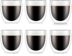 Lot de 6 verres à double paroi <span class=keywords><strong>Bodum</strong></span> PAVINA 301-400 ml, tasses à café, compatibles micro-ondes et lave-vaisselle, verre borosilicate soufflé à la bouche, isotherme - Product Image 1
