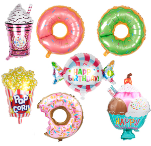DJTSN grande ciambella Popcorn ghiaccio caramelle palloncini di stagnola negozio di Dessert forniture per feste di buon compleanno decorazioni per bambini palloncino all'ingrosso - Product Image 1