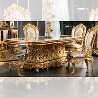 Ensemble de table et de chaises de salle à manger en bois de style baroque royal, ensemble de table à manger classique luxueux 8 places