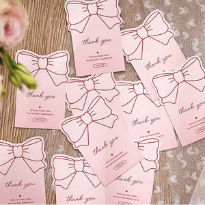 Autocollant de <span class=keywords><strong>remerciement</strong></span> rose en forme de nœud pour bougies, cadeaux, boîtes, étiquette autocollante en PVC, décoration DIY, couleur personnalisable, imprimé - Product Image 3