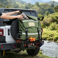 Sac de rangement pour pneu de secours hors route avec bande réfléchissante pour le stockage des fournitures de camping sur SUV avec des poches de grande capacité