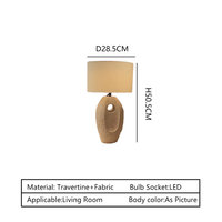 Lampe de table AC moderne en pierre naturelle, base sculpturale creuse, abat-jour en tissu, lampe de chevet décorative pour chambre, hôtel, villa