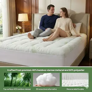 Geluidloze, ademende bamboe quilted matrasbeschermer, extra dik matrasdekbed, zacht en koel, met diepe zakken - Product Image 2