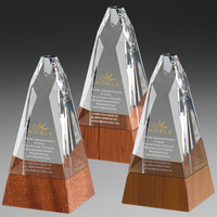 Premio de trofeo de madera de cristal personalizado Noble para reconocimiento corporativo Regalo de negocios Trofeo de cristal de alta calidad con base de madera