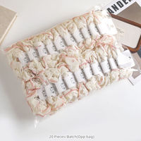 MUJU B546 Chouchou en dentelle à pois 15cm en tissu transparent, élastiques à cheveux rose lavande bleu ciel, imprimé vintage, style européen-américain