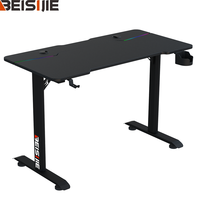 Escritorio Gamer Wquantum Cool LED RGB MDF con Superficie de Melamina, Portavasos, Diseño en Forma de Z y Gancho para Auriculares para Uso en Oficina en Casa y PC