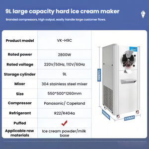 Machine à glaces commerciale 9L avec compresseur de marque, forte production de bulles (35-45%), nettoyage automatique – Idéale pour l'ouverture d'un <span class=keywords><strong>magasin</strong></span> - Product Image 5