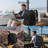 Sac à dos de voyage décontracté résistant à l'eau avec logo personnalisé, adapté aux déplacements professionnels, grande capacité, sac pour ordinateur portable 16 pouces tendance