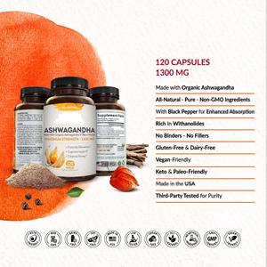 Capsules de pilules d'extrait de végétalien biologique, vente en gros, prix de gros, supplément Ksm 66 - Product Image 5