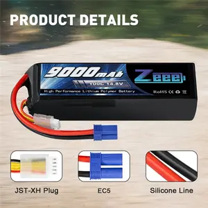 ZEEE 4S 14.8V 100C 9000mAh MIGLIORE RC Lipo Batteria EC5 per Traxxas X-Maxx 8S 4WD RTR Monster Truck