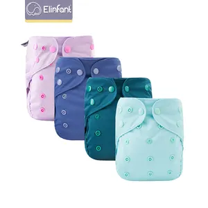 Elinfant Penutup Popok Bayi Dapat Digunakan Kembali Modis Warna Polos untuk Satu Ukuran Fit 3 ~ 15 Kg Popok Kain Bayi