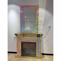 Table console miroir moderne en or et diamants concassés, fabrication professionnelle, pour salon de villa et d'hôtel